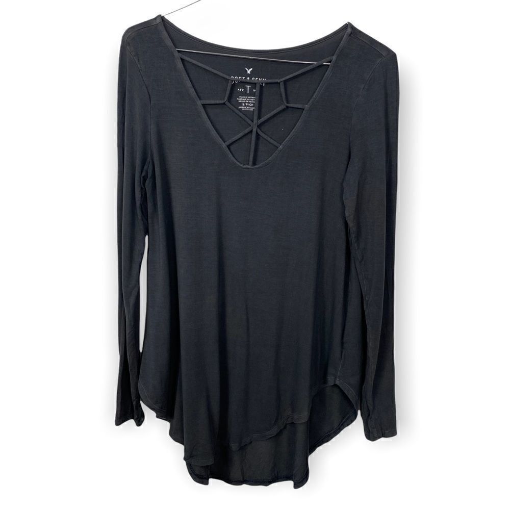 American Eagle Soft & Sexy Charcoal Grey Top